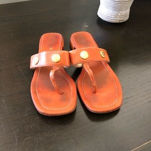Prada Orange Sandals with Gold Accents